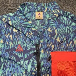 Nike ACG Men's XL Zip Front Shirt Jacket Blue Green Pattern Mesh Pocket